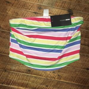 Fashion Nova NWT Stephanie rainbow stripe L tube top
